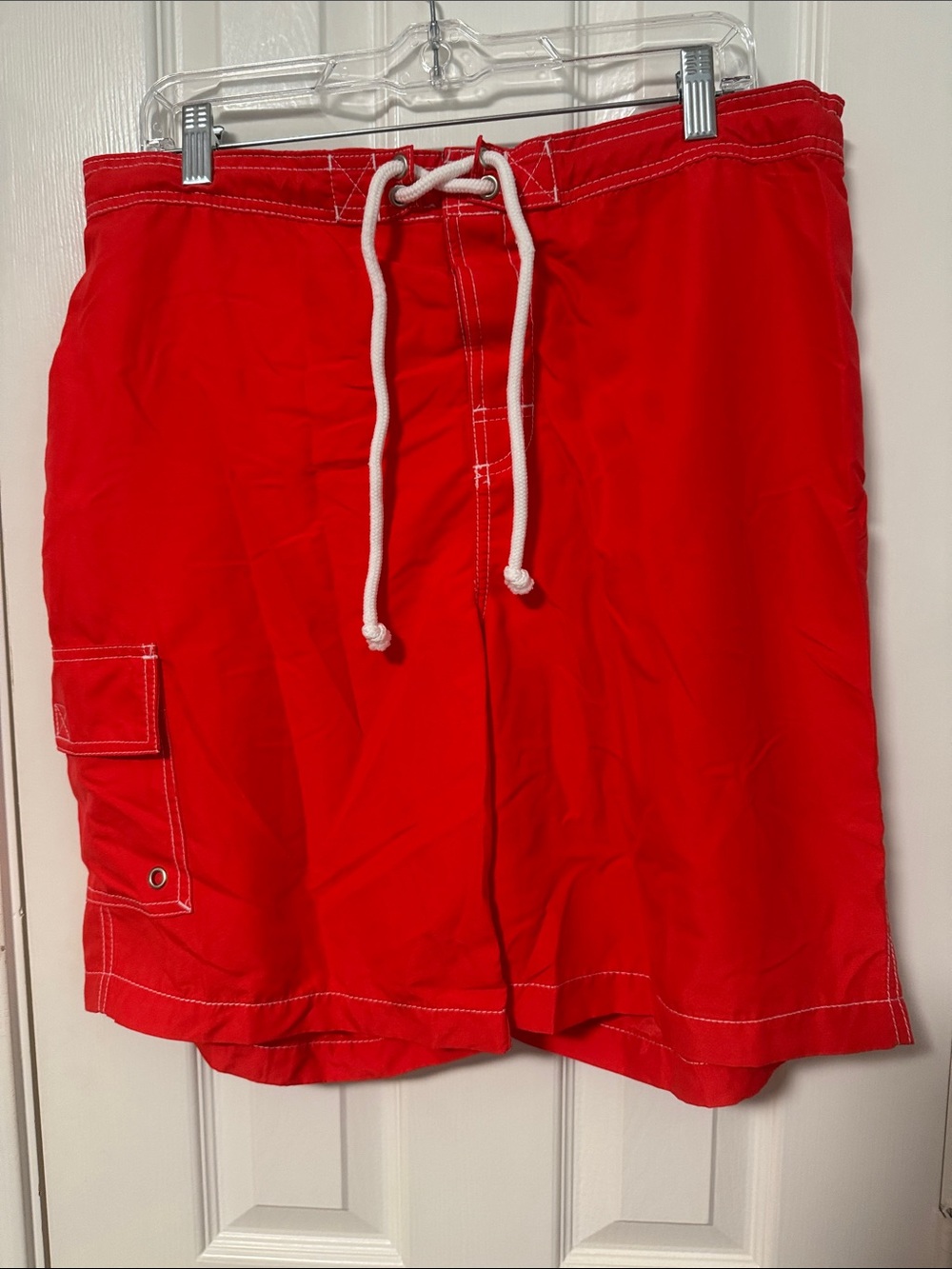 Merona Red Men's Swim Board Shorts with Side Cargo Pocket